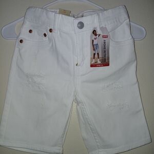 Levi's Bright White Distressed Shorts